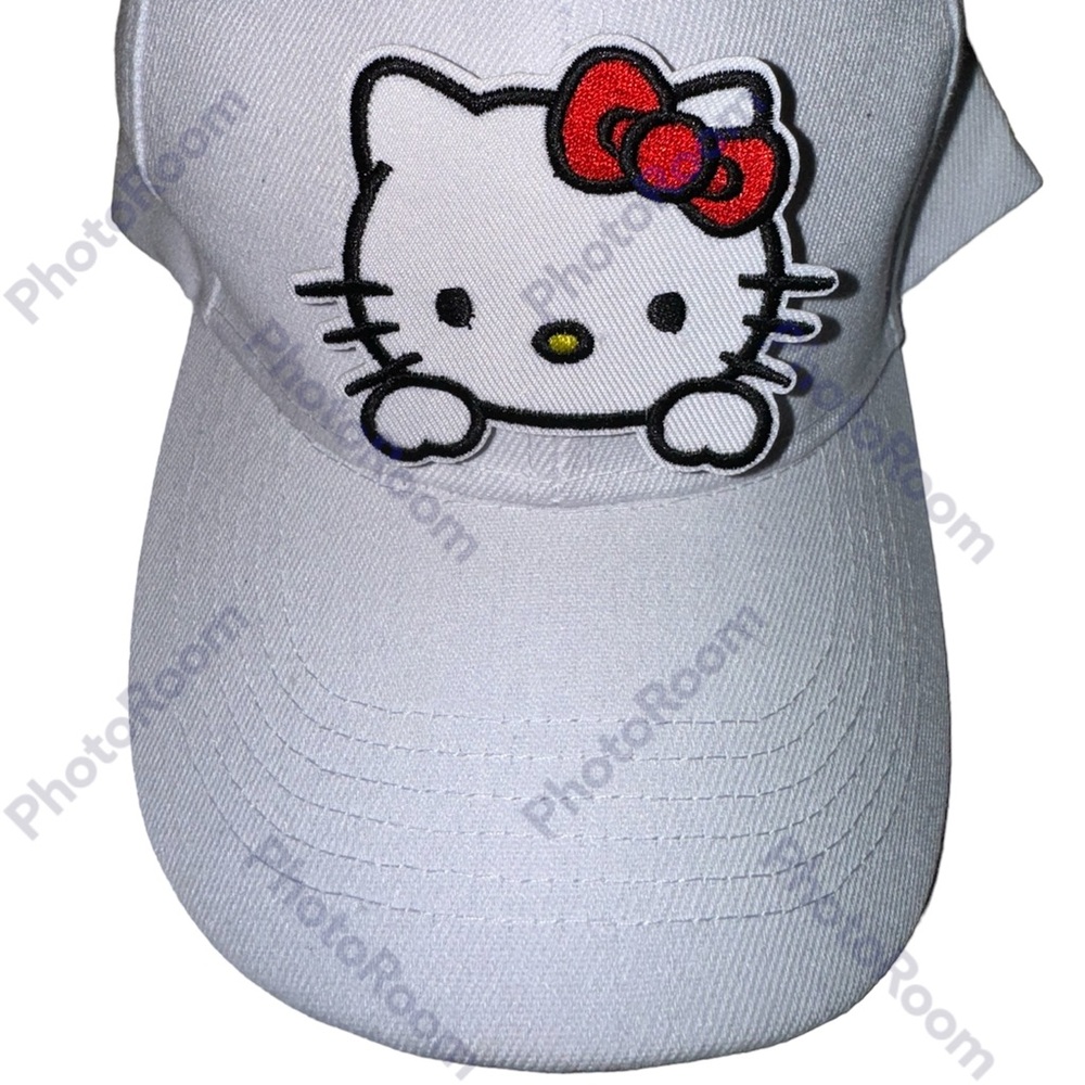 Hello Kitty ball cap white twill adjusts NWT patch fun summer gift beach vacay